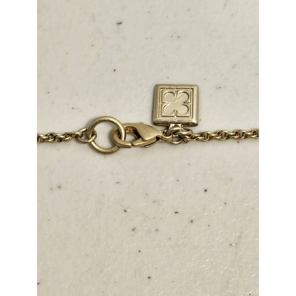 Liz Claiborne Gold Tone Station Necklace Frosted Peach Beads Filigree Caps 26in - Picture 2 of 5